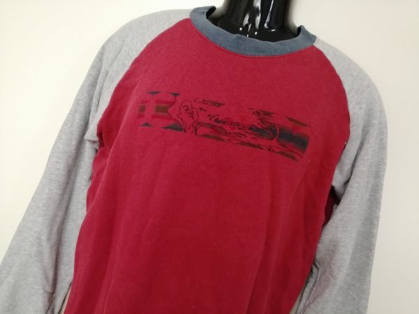 kkaa1312 # ROXY # Roxy футболка тренировочные топы обратная сторона шерсть хлопок la gran рукав красный × серый L