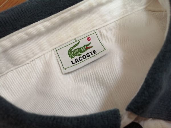 kkaa1396 ■ LACOSTE ■ ラコステ ポロシャツ カットソー トップス 長袖 鹿の子 コットン トリコロール S_画像9