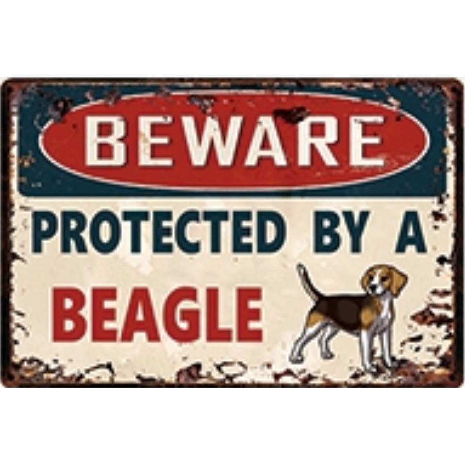 A2804　メタル　サイン　ブリキ　看板　金属 製　プレート　パネル　店　注意　警告　防犯　動物　ペット　犬　番犬　猛犬　ビーグル　4684_こちらのデザインを1枚お届けします ↑