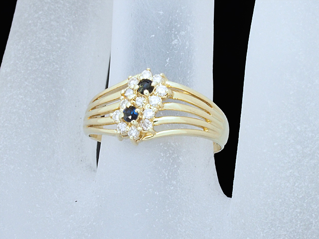 時間指定不可】 K18YG ゴールド リング 指輪 非加熱サファイア1.598ct