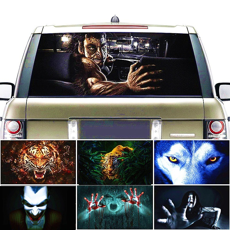 車のリアフロントガラスポスター　3D　130×70㎝　防水　ユニーク　怖い窓　ステッカー　デカール　シール　アレンジ　A1302_画像10