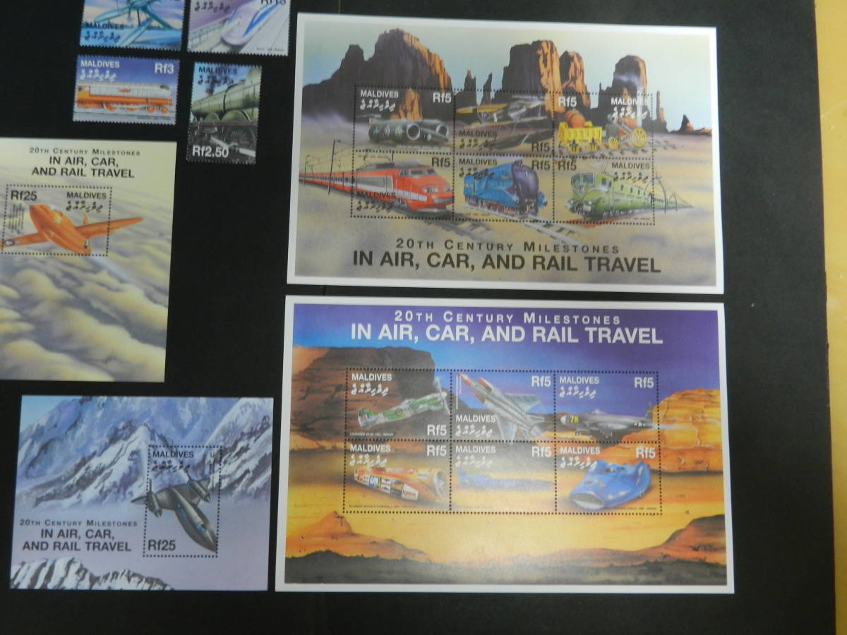 ■モルジブ切手 2000年 ２０世紀の飛行機・自動車・鉄道　完揃いセット_画像4