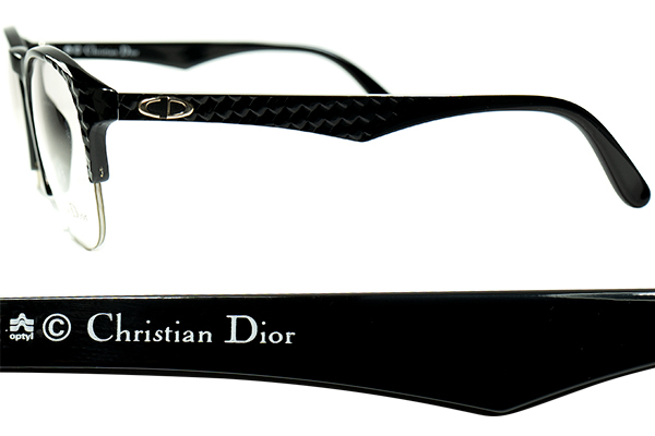 オールドUSxUK DESIGN融合 超ハイレベルデザイン1980s デッド 西ドイツ製 CHRISTIAN DIOR ディオール クロコINSPIRE黒 ブロータイプ 眼鏡_画像3