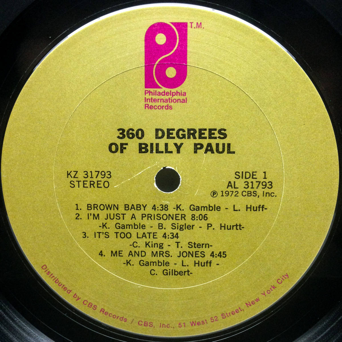 [LP] '72米Orig / Billy Paul / 360 Degrees Of Billy Paul / Philadelphia International Records / KZ 31793 / Soul_画像3