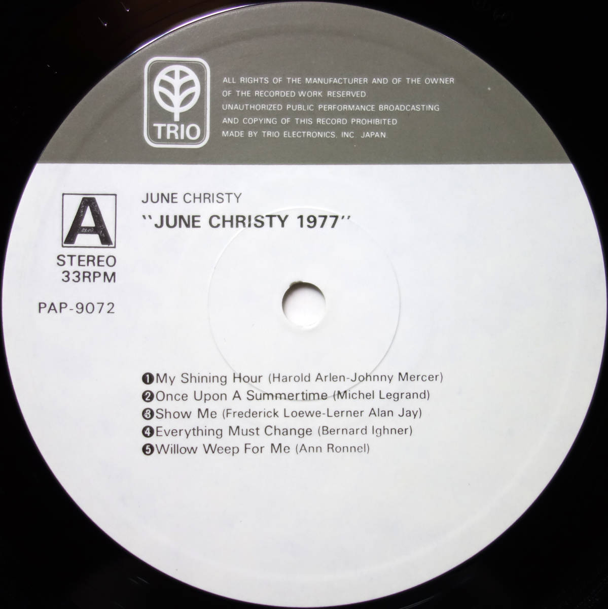 ◆JUNE CHRISTY/JUNE CHRISTY 1977 (JPN LP) -Shelly Manne_画像2