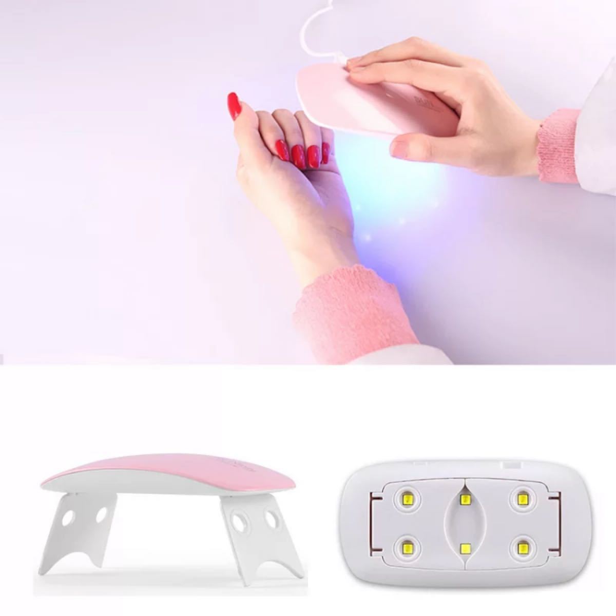 【新品・未使用】ネイルライト LED UV レジン硬化 ジェル USB ピンク