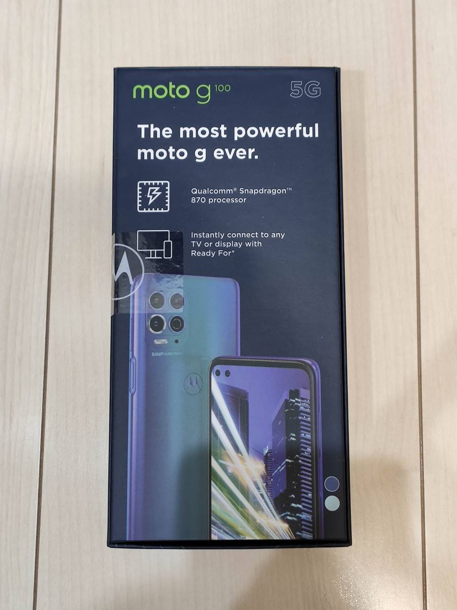 新品未開封 モトローラ moto g100 SD870 8G/128G イリディセントスカイ 国内正規品 SIMフリー_画像2