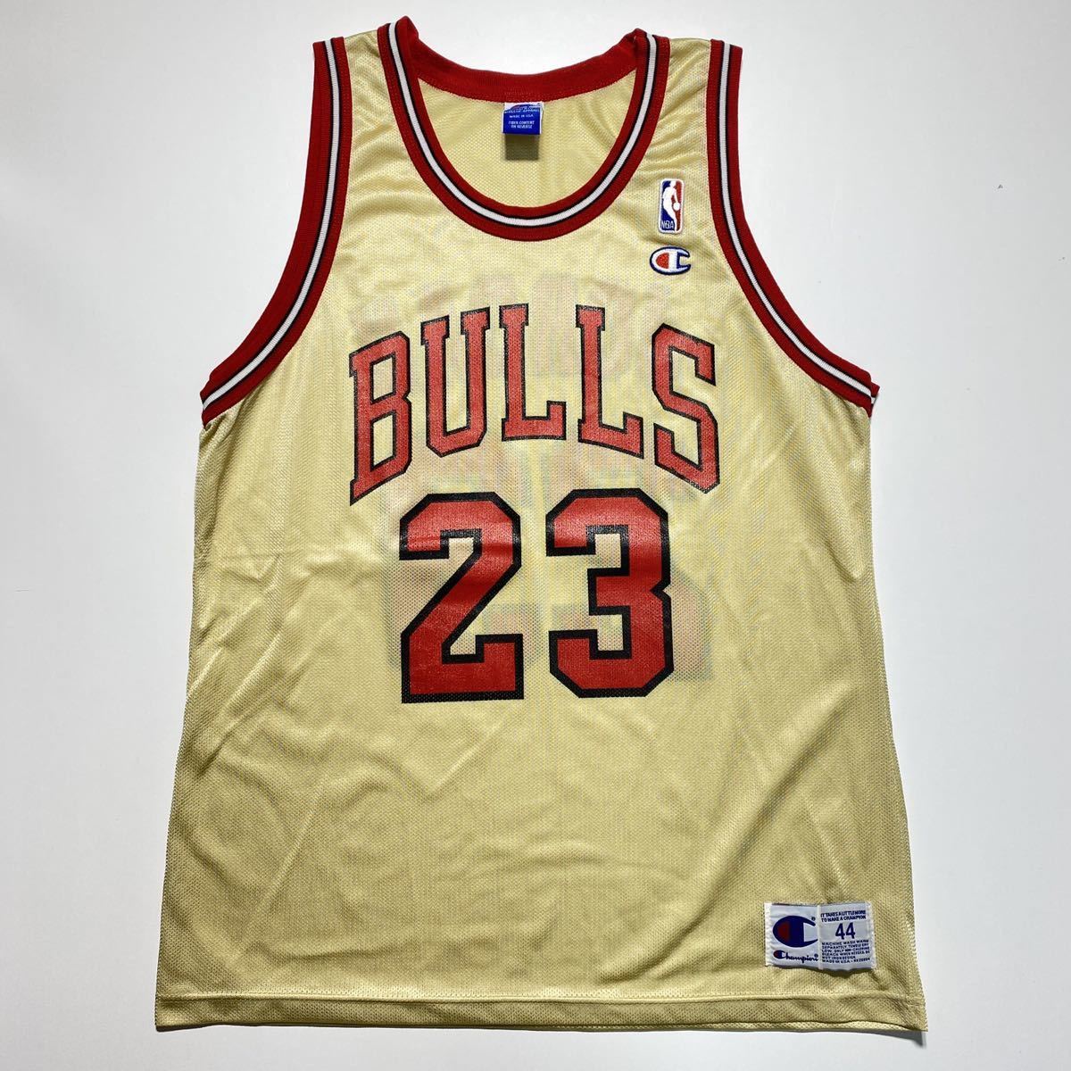 【44】90s Champion CHICAGO BULLS JORDAN GOLD 90年代 チャンピオン シカゴブルズ ジョーダン ゴールド ユニフォーム USA製 レア G1044_画像1