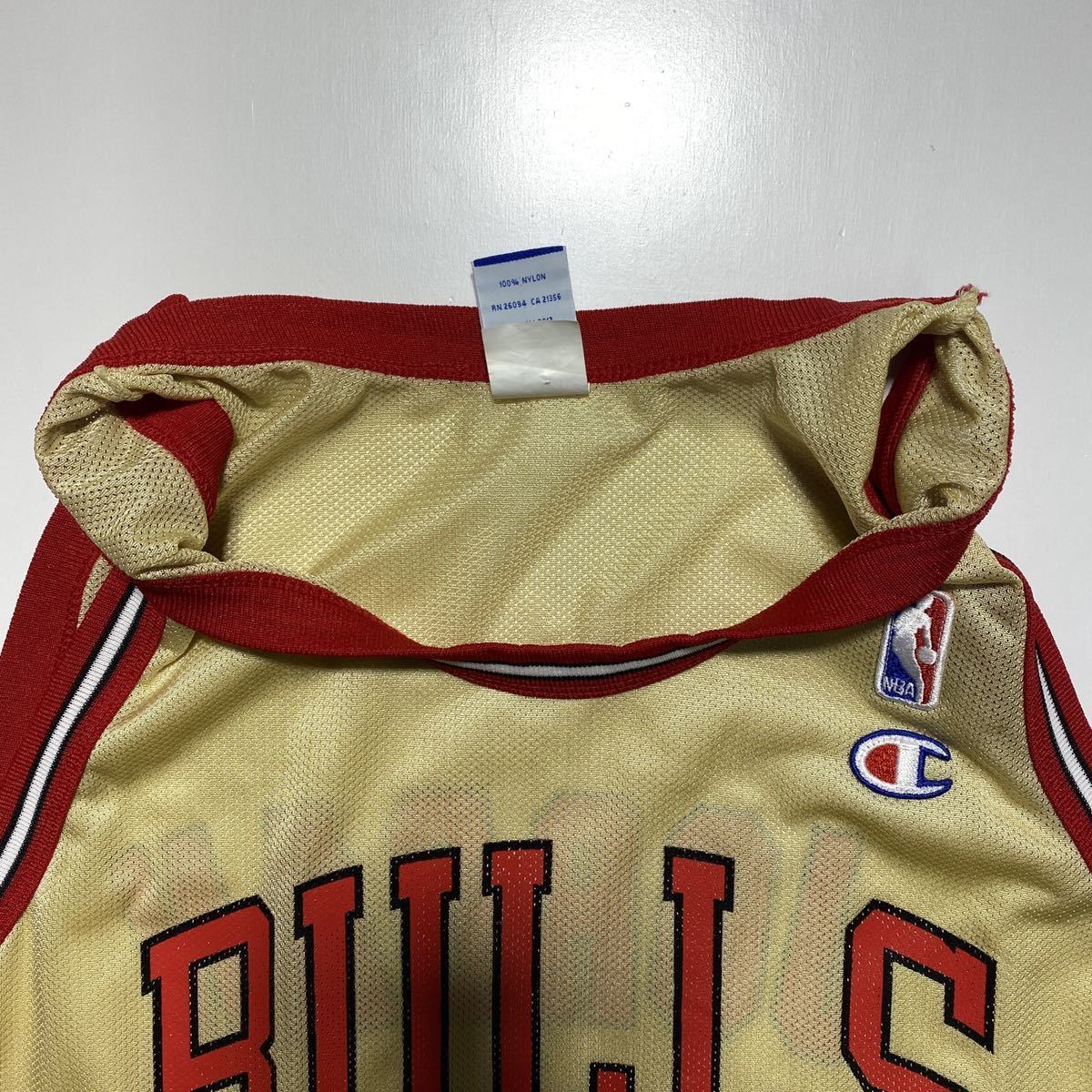 【44】90s Champion CHICAGO BULLS JORDAN GOLD 90年代 チャンピオン シカゴブルズ ジョーダン ゴールド ユニフォーム USA製 レア G1044_画像4