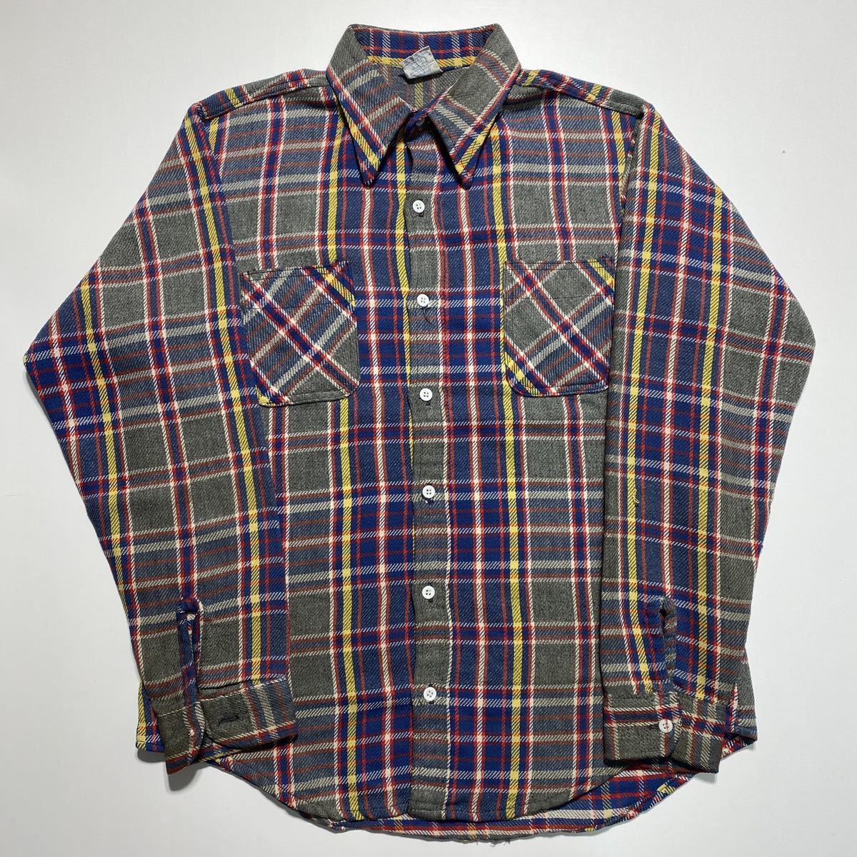 【L】70s JCPenney BIG MAC Heavy flannel shirt 70年代 ビッグマック ベビー フランネルシャツ ネルシャツ  ベビネル 単色タグ G1200