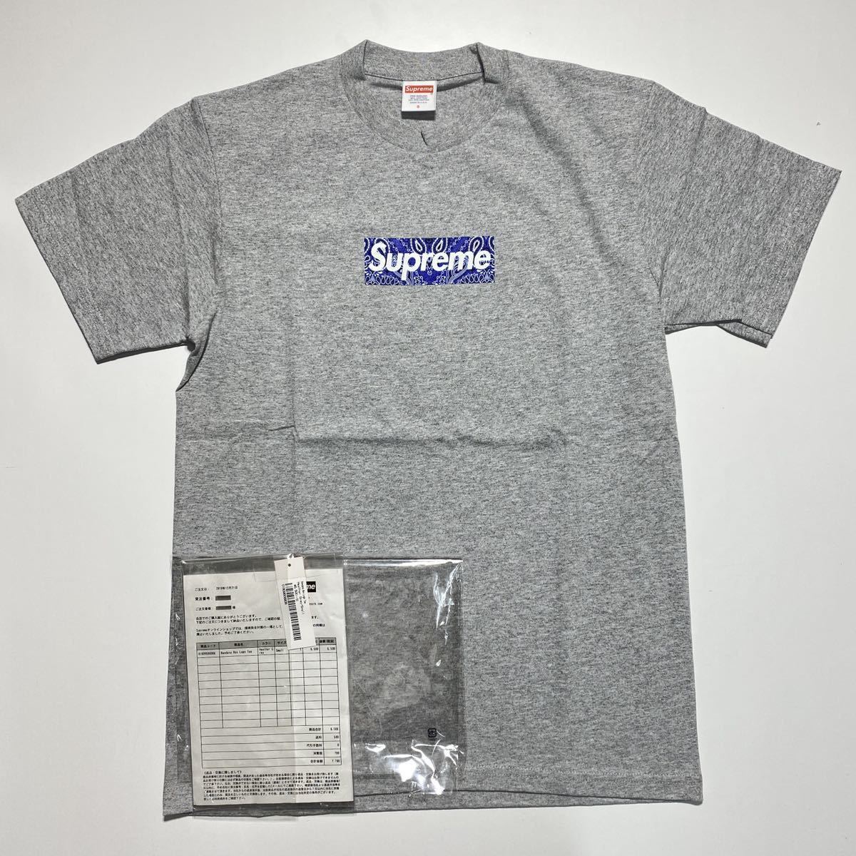 S】新品 Supreme Bandana Box Logo Tee Grey シュプリーム バンダナ