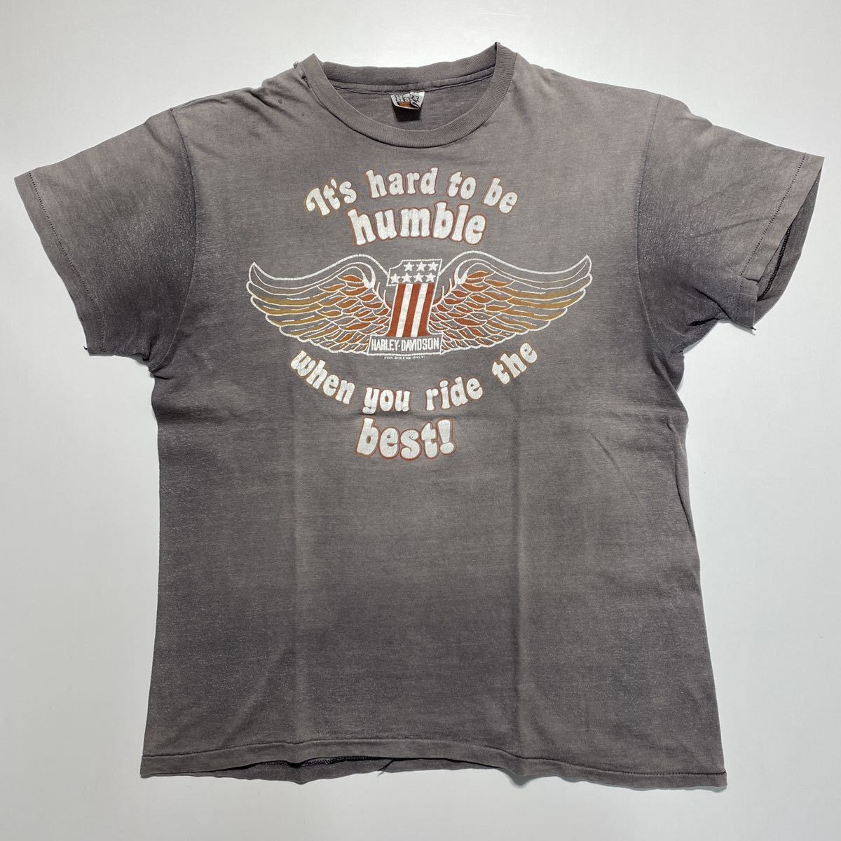 L】70s Vintage HARLEY DAVIDSON No.1 Wing Logo Tee 70年代