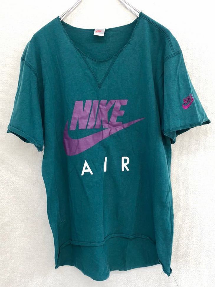 NIKE AIR　ナイキ　ビッグプリント　半袖Tシャツ　メンズ　Mサイズ　グリーン　レトロ　古着_画像1