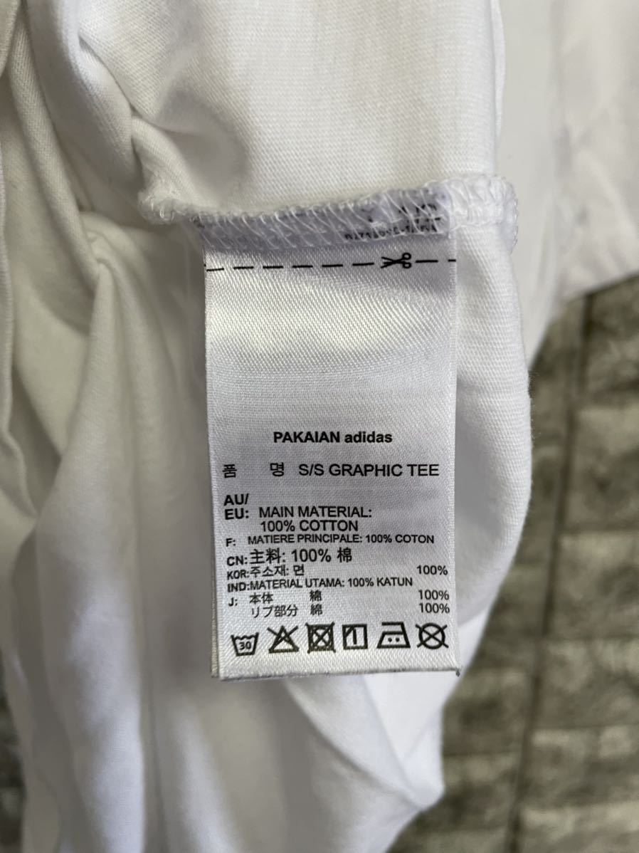 【美品】　adidas originals　アディダスオリジナルス　半袖Tシャツ　刺繍ロゴ　メンズ　XSサイズ　ホワイト　三つ葉　古着_画像8