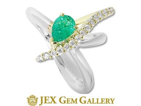 KARATIka latch K18WG/YG emerald ring (No.42941)