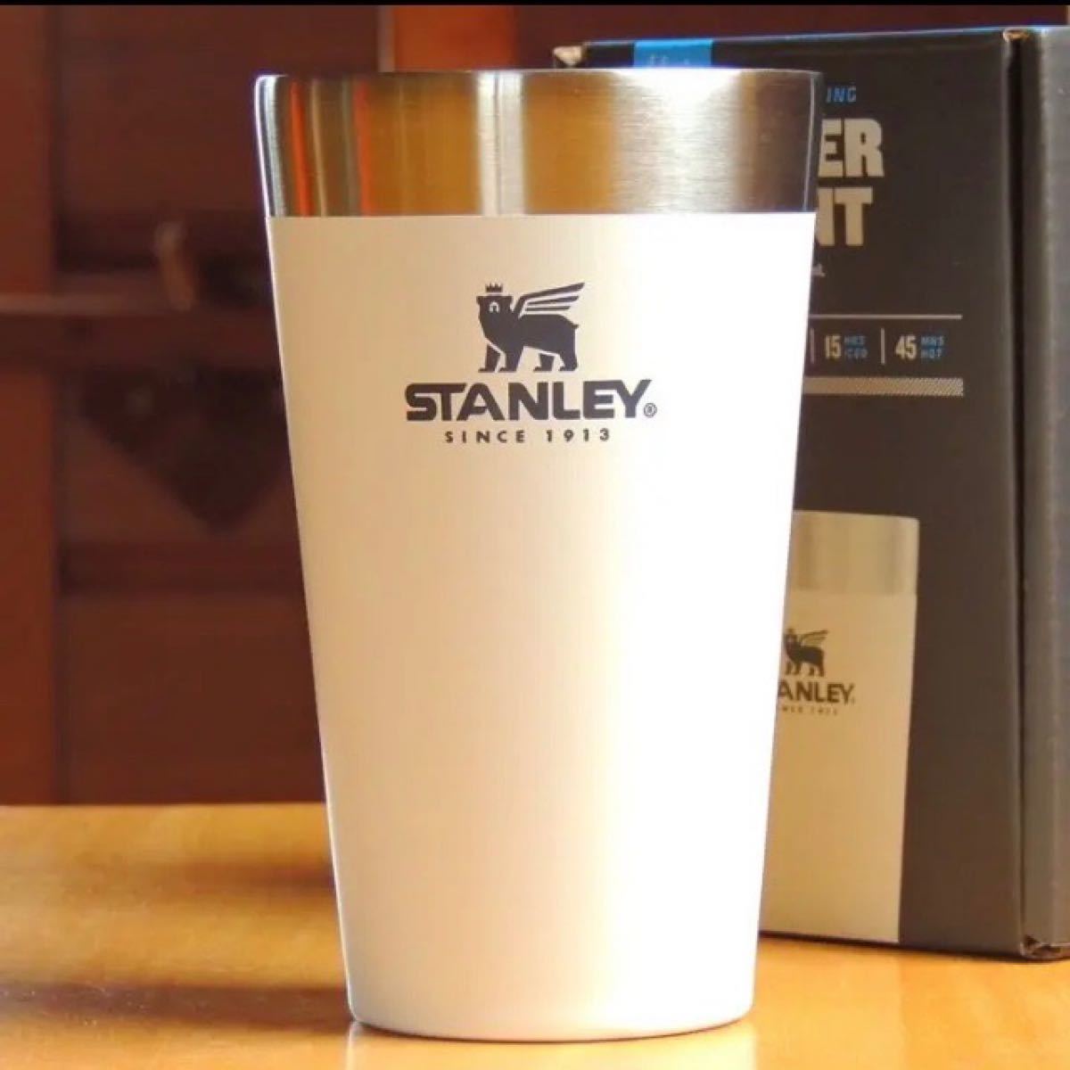 スタンレーSTANLEYスタッキング真空パイント0.47Lホワイト正規品　真空断熱 保冷タンブラー アウトドア キャンプ 