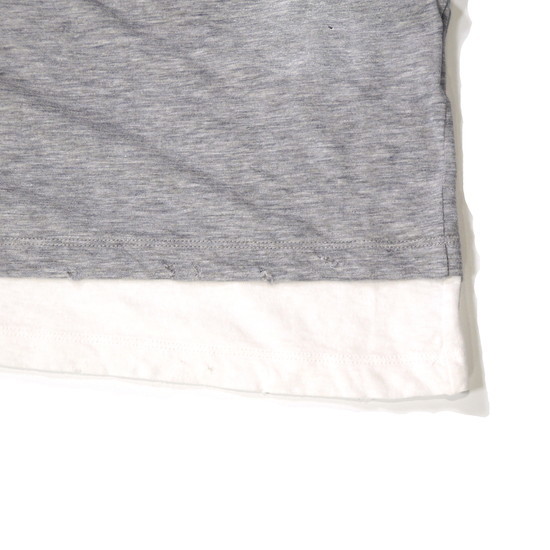 【定価4.6万・新品・S】 DSQUARED2（ディースクエアード）クルーネックTシャツ フェイクレイヤード ダメージ ロゴ ライトグレー イタリア製_画像6
