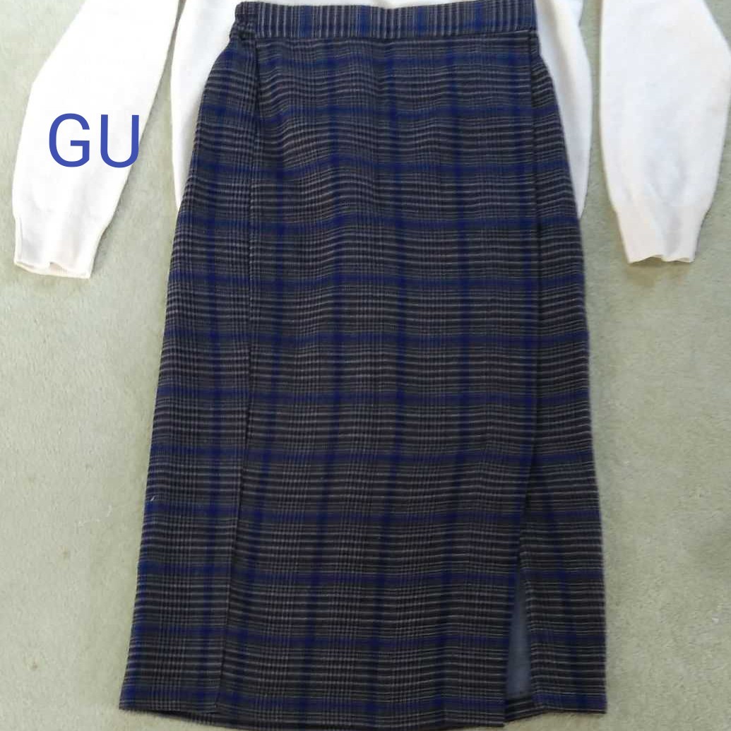 GU チェック　ロングスカート