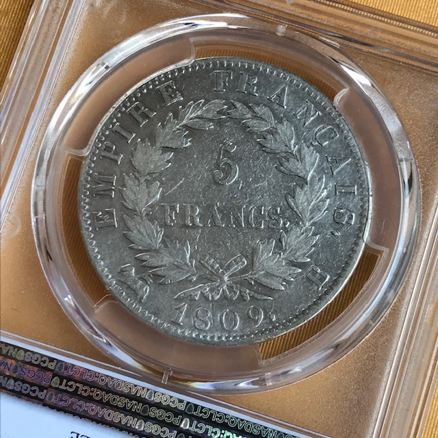 1809B フランス 5フラン銀貨 ナポレオン1世 PCGS VF DETAIL CLEANED 
