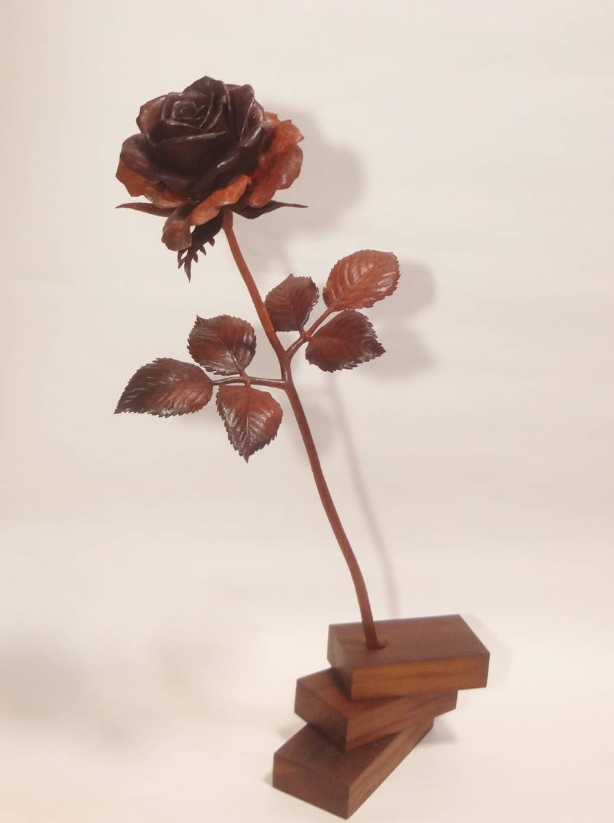  exhibitior work [ rose ~.... thing .~ ] tree sculpture art art hand carving rose flower original art hand made sculpture 