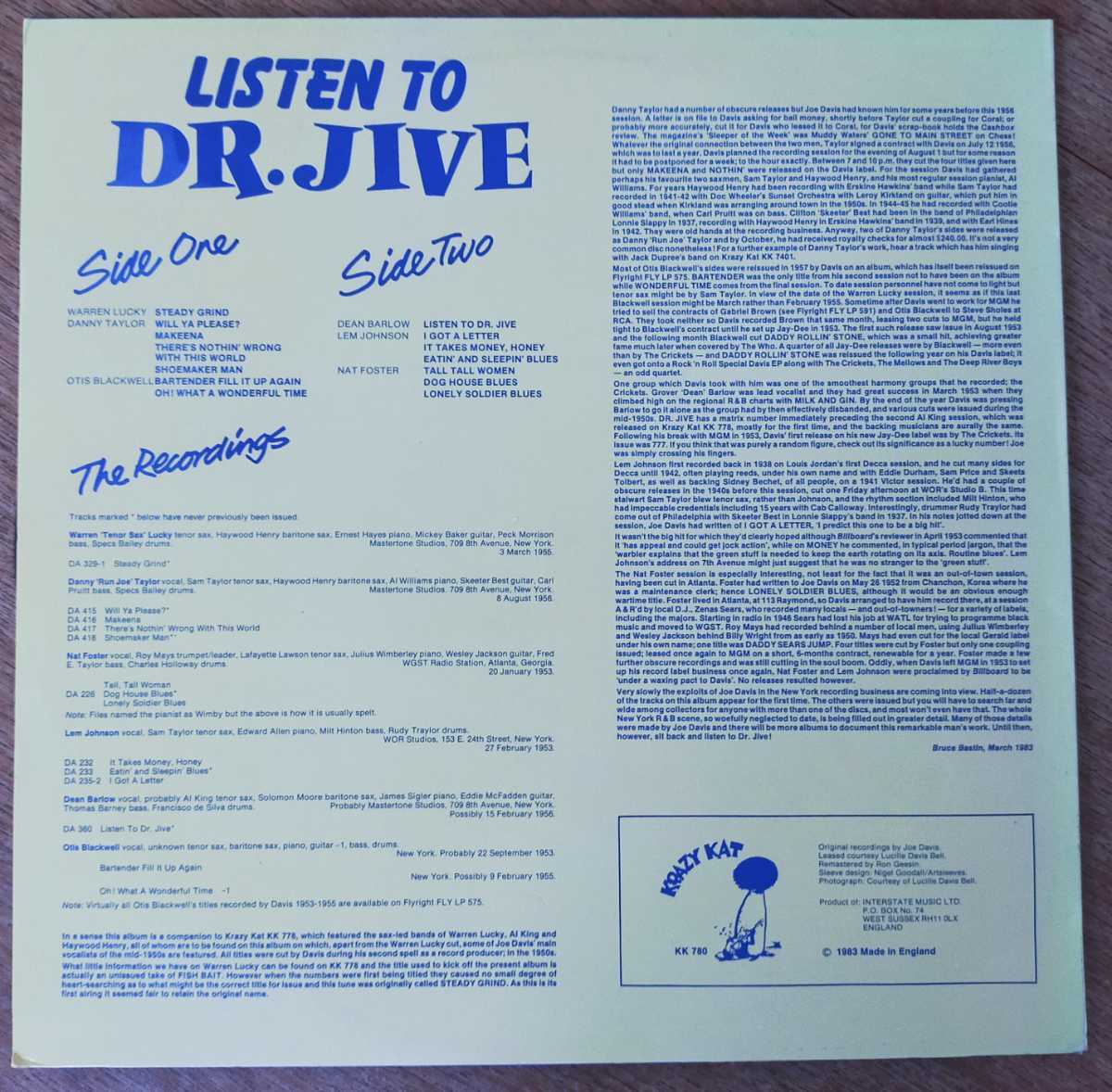 Listen To Dr. Jive/英Krazy Katコンピ/Otis BlackWellの画像2