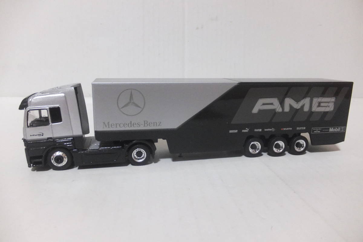 [ Mercedes Benz * Actros Transporter { team :AMG}] Schuco 1/87 HO gauge [ as good as new * not yet assembly not yet exhibition goods ]