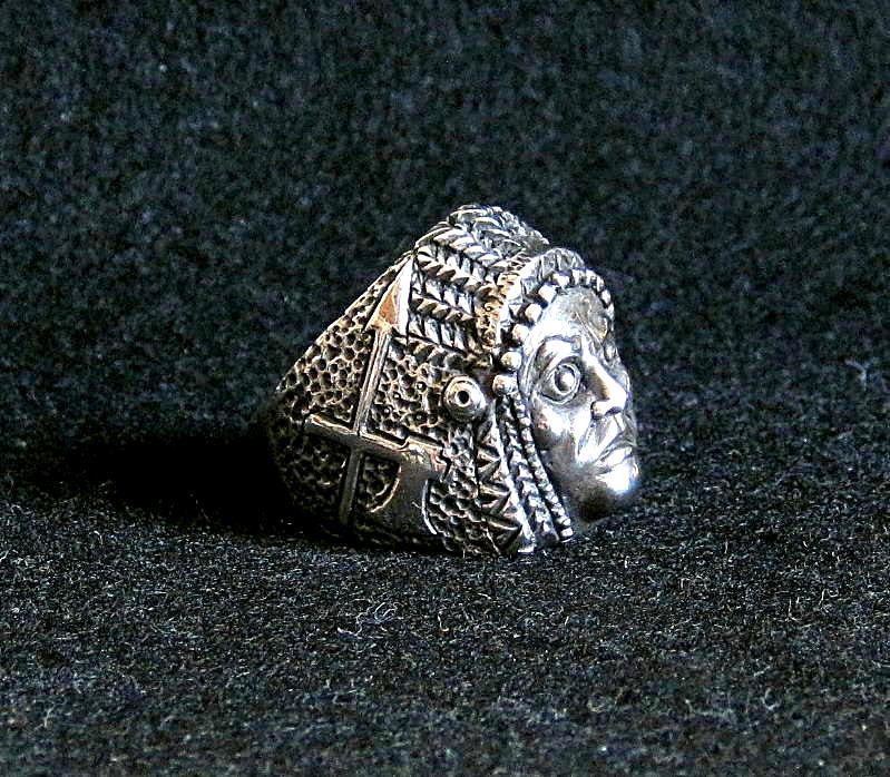 90's ネイティブ シルバー925刻印 リング Navajo Bikers Ring チーフ Made in U.S.A. ビンテージ・送料込_画像4