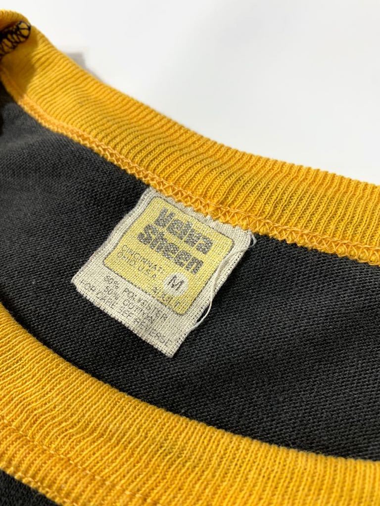 70～80年代 USA製ビンテージ VELVASHEEN フットボールTシャツ 黒×黄 VINTAGE ベルバシーンM 50/50 ナンバリングTシャツ 半袖 70's 80's_画像2