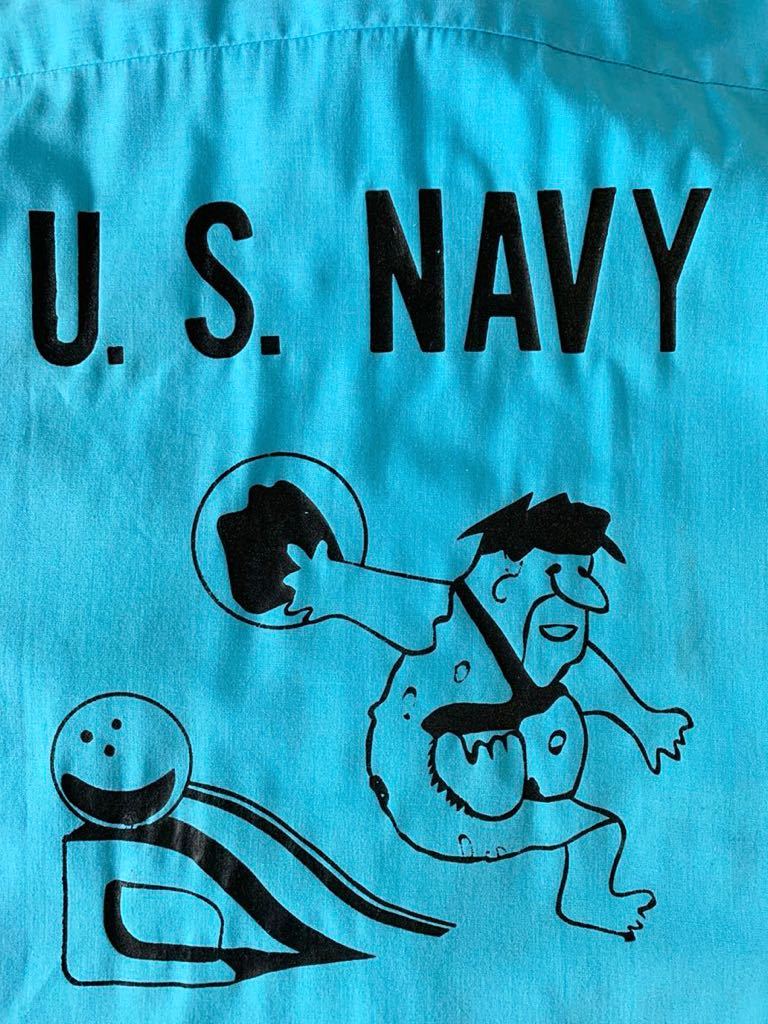 珍品70年代kinglouieキングルイボーリングシャツ 半袖シャツ ビンテージ70'sVINTAGEMADE IN USA US NAVY  PERMANENT PRESS