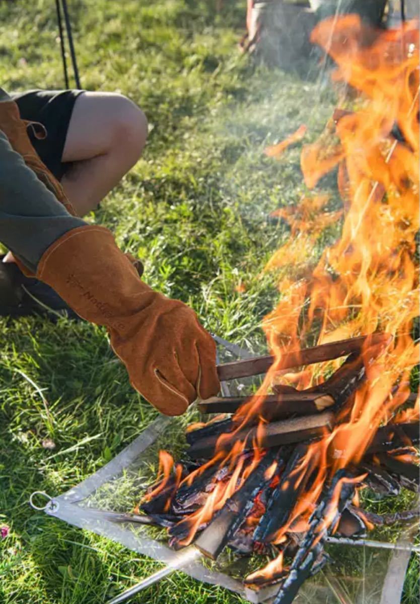 Naturehike ネイチャーハイク 手袋 グローブ 牛革 アウトドア キャンプ 焚火 バーベキュー BBQ キャンプ 耐熱