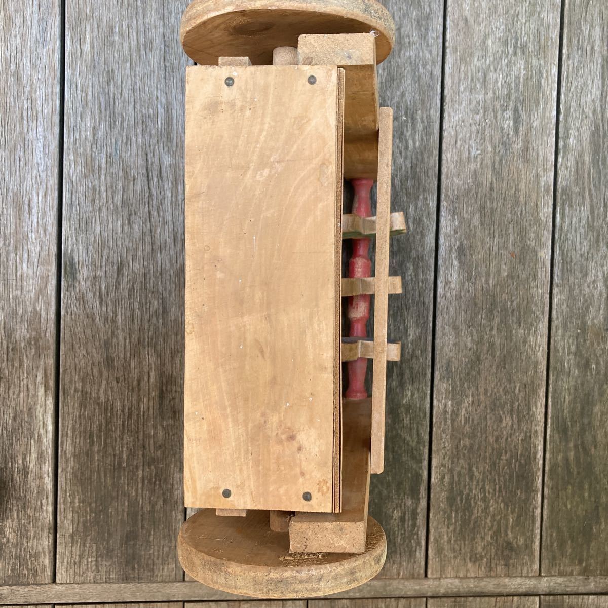 昭和レトロ 木製 カタカタ 手押し車 木のおもちゃ ベビーウォーカー バンビ_画像9