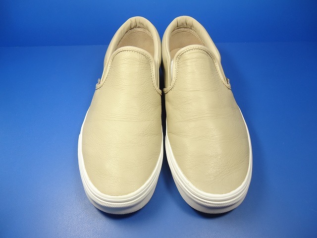 9690■美品 VANS SLIP ON LEATHER バンズ スリッポン レザー ベージュ US9 27 cm_画像4