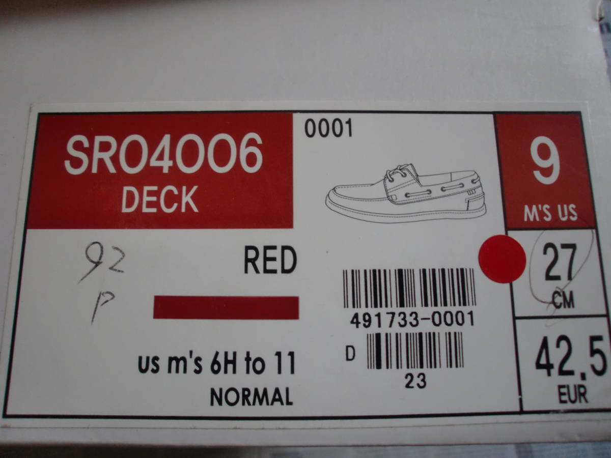 **[ б/у * негодный номер ] мужской deck shoes красный размер 27cm USA 9 EUR 42.5**