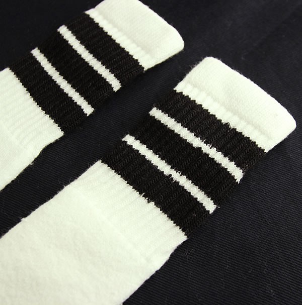 SkaterSocks (スケーターソックス) ベビー キッズ ソックス 靴下 赤ちゃん Kids White tube socks with Black stripes style 1 (10インチ)_画像2