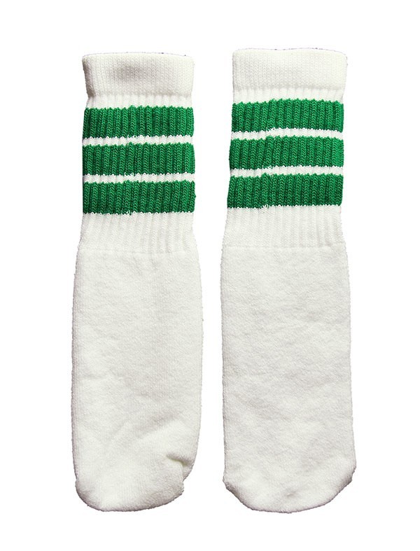 SkaterSocks (スケーターソックス) ベビー キッズ ソックス 靴下 赤ちゃん Kids White tube socks with Green stripes style 1 (10インチ)_画像1