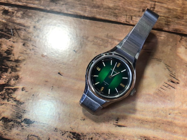 BK0716 良品 希少 レア アンティーク SEIKO セイコー 23石 グリーン ストライプ 2411-0060 ヴィンテージ 自動巻 レディース 腕時計_画像2