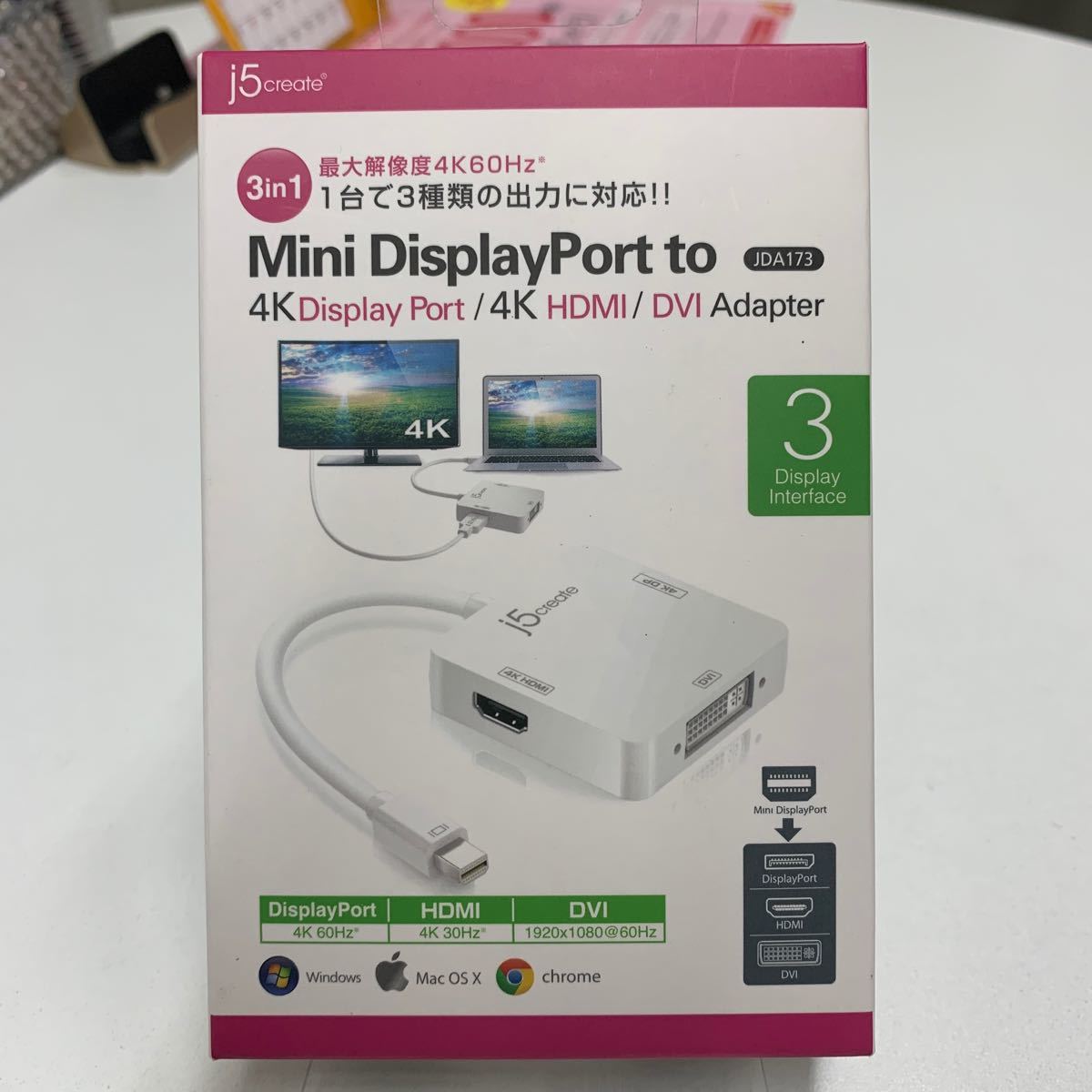 変換Mini DisplayPort ⇒DisplayPort＆HDMI＆DVI