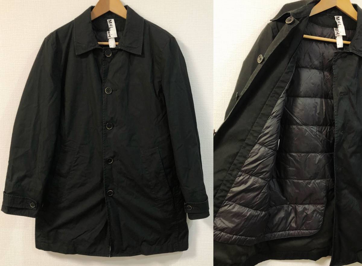  Margaret Howell down liner attaching 2WAY turn-down collar coat size S black M H L MHL.