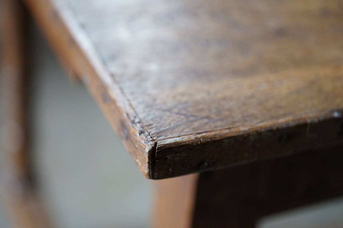 古い無垢材のロレーヌ地方の木製テーブル / 19世紀・フランス / 古家具 古道具 古物 家具 机_画像6