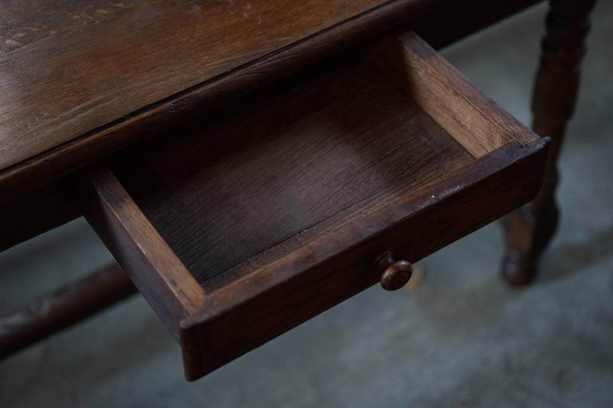 古い無垢材のロレーヌ地方の木製テーブル / 19世紀・フランス / 古家具 古道具 古物 家具 机 B_画像3