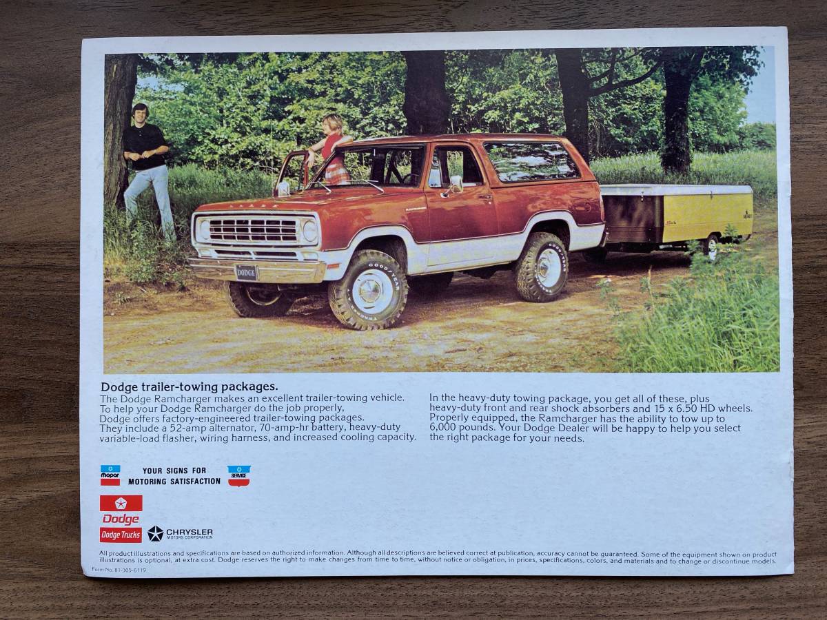 1976 Dodge Ramcharger Catalog Dodge Ram charger каталог / грузовик Ame машина 