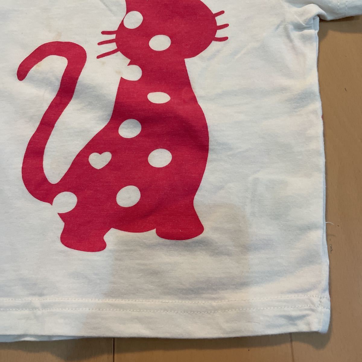 送料無料　Tシャツ とショートパンツ セット　猫とハート柄　青×ピンク水玉　80cm 保育園お着替えに　送料込み_画像3