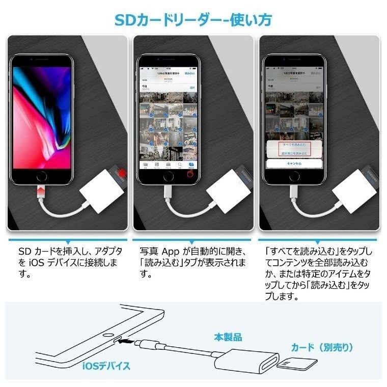 iPhone　iPad Lightning　ライトニング　SDカードリーダー