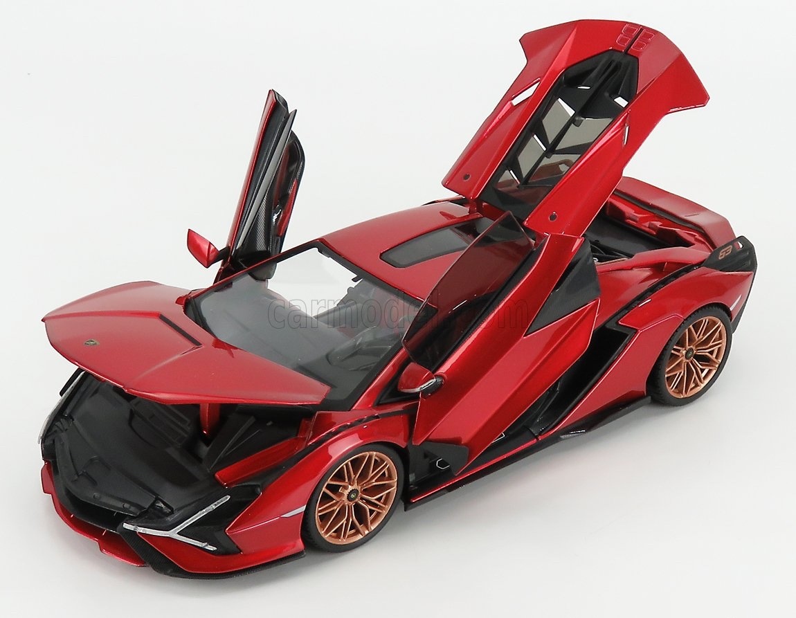  1/18 ランボルギーニ シアン ブラーゴ BURAGO 1/18 LAMBORGHINI SIAN FKP 37 HYBRID 2020 RED MET BU11046R_画像3