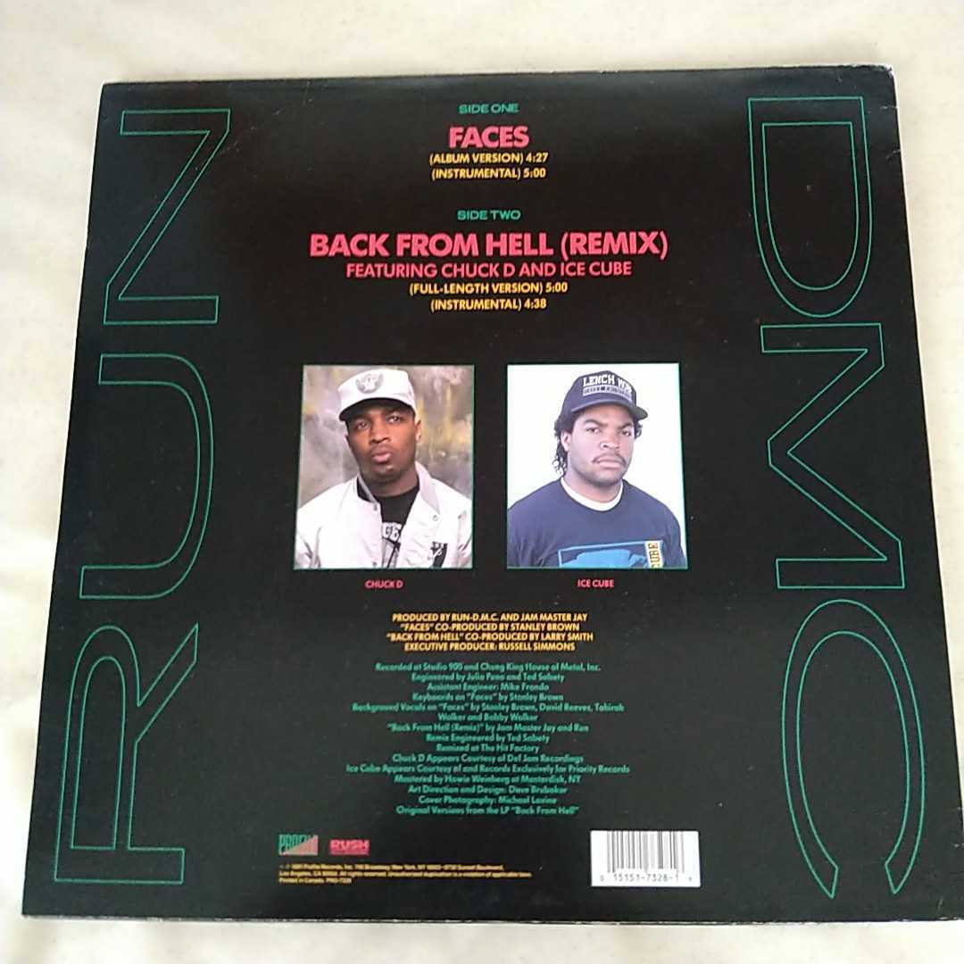 ☆12inchレコード　 RUN-DMC / FACES / BACK FROM HELL (REMIX)☆中古品☆♯ジャケ買い