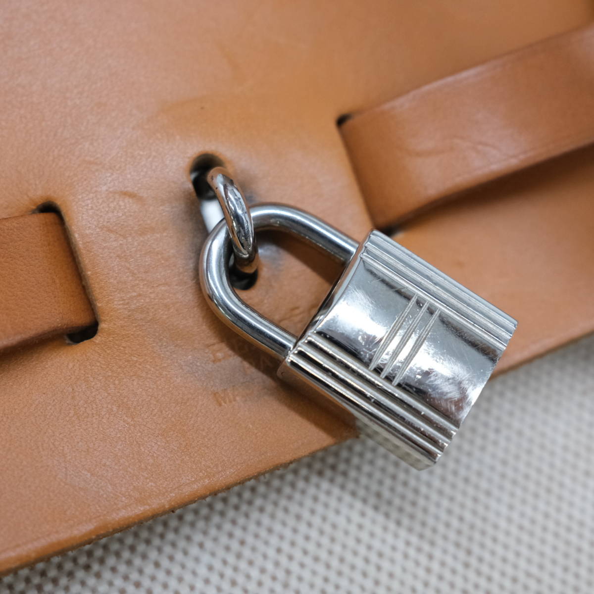 【セール】HERMES エルメス エールバッグ アド PM 2WAY ショルダー ハンドバッグ トワルアッシュ レザー ナチュラル ブラウン □E刻印_画像7