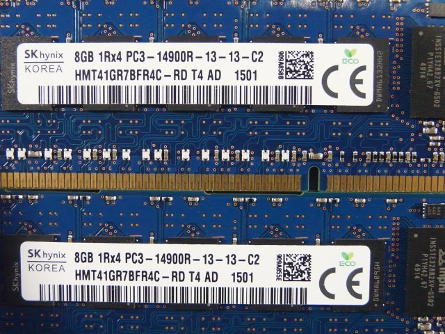 1KAM // 8GB 4枚セット 計32GB DDR3-1866 PC3-14900R Registered RDIMM 1Rx4 HMT41GR7AFR4C-RD 731657-081// HP ProLiant DL360p Gen8 取外_画像3