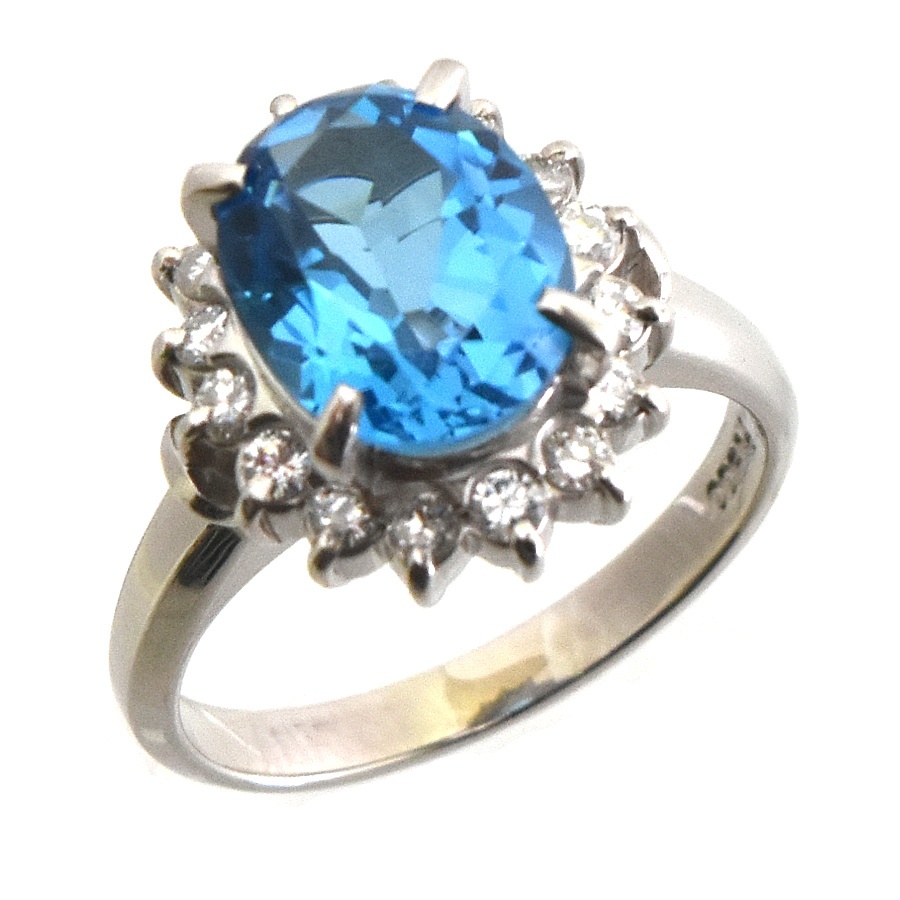 リング プラチナ900 Pt900 ダイヤモンド ブルートパーズ 指輪サイズ：11号 レディース ジュエリー