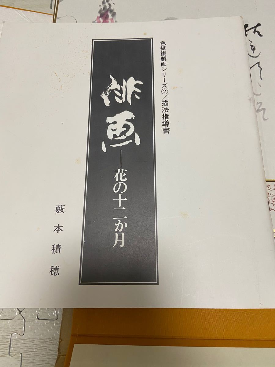 俳画 藪本積穂 花の十二か月  描法指導書付　書道　水墨