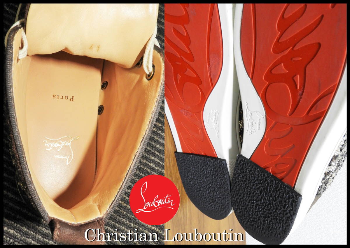 激レア Christian Louboutin レオパードスワロ 正規品 クリスチャンルブタン オールスワロ 豹柄 メンズ 41 ハイカット スニーカー ブラウン_画像8